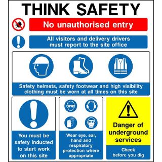 Picture of "Think Safety No Unauthorised  Entry" Sign