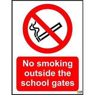 Picture of No Smoking Outside School Gates Safety Sign