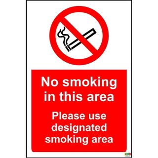Picture of No Smoking In This Area. Please Use Designated Smoking Area Sign