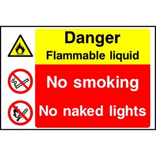 Picture of " Danger- Flammable Liquid- No Smoking No Naked Flame" Sign 