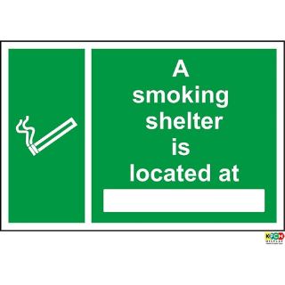 Picture of A Smoking Shelter Is Located At Sign