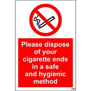 Picture of Please Dispose Of Your Cigarette Ends In A Safe And Hygienic Method Sign