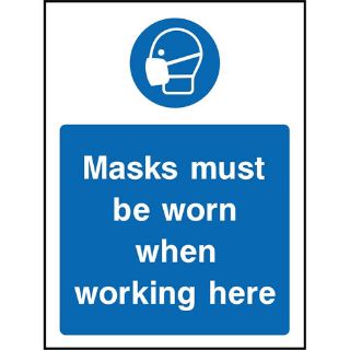 Picture of "Masks Must Be Worn When Working Here" Sign 