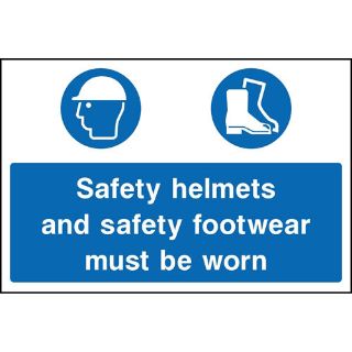 Picture of "Safety Helmets And Safety Footwear Must Be Worn" Sign 