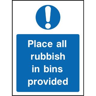 Picture of "Place All Rubbish In The Bins Provided" Sign 