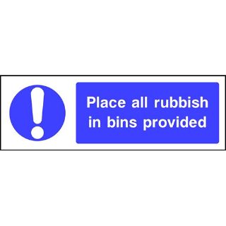 Picture of "Place All Rubbish In The Bins Provided" Sign 