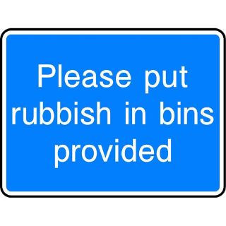 Picture of "Please Put Rubbish In Bins Provided" Sign 