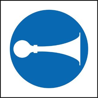 Picture of "Sound Horn Drive Slowly Picture Symbol" Sign 