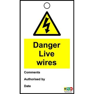 Picture of Tie On Tag Warning Danger Live Wires Sign 