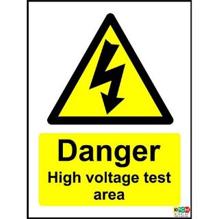 Picture of Danger High Voltage Test Area Safety Sign