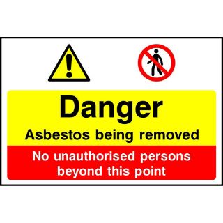 Picture of "Danger Asbestos Being Removed No Unauthorised Persons Beyond This Point" Sign
