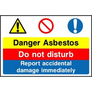 Picture of "Danger Asbestos Do Not Disturb Report Accidental Damage Immediately" Sign