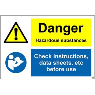 Picture of Danger Hazardous Substances Check Data Sheets Sign
