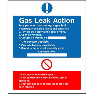 Picture of "Gas Leak Action" Sign