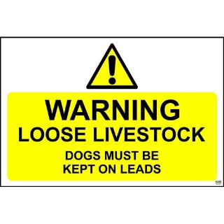 Picture of Warning Loose Livestock Dogs Must Be Kept On Leads Safety Sign
