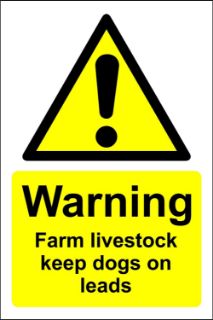Picture of Warning Farm Livestock Keep Dogs On Leads