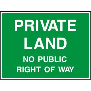 Picture of "Warning Private Land No Public Right Of Way" Sign