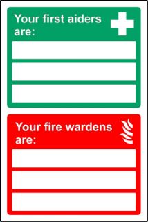 Picture of Your first aiders are and your fire wardens are 