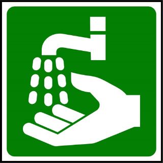 Picture of "First Aid Sign- Hot Water Picture Symbol" Sign 