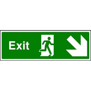 Picture of " Exit Sign- Running Man Down/Right Directional Arrow" Sign 