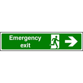 Picture of "Emergency Exit- Man Running Right Arrow" Sign 