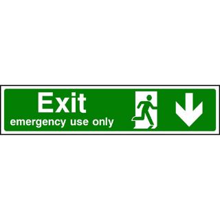 Picture of "Exit Emergency Use Only- Man Running Right-Down Arrow" Sign 