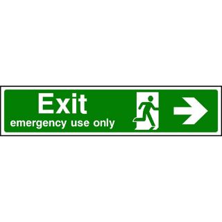 Picture of " Exit Emergency Use Only- Man Running Right Arrow" Sign 