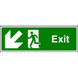 Picture of " Exit Sign- Running Man Down/ Left Directional Arrow" Sign 