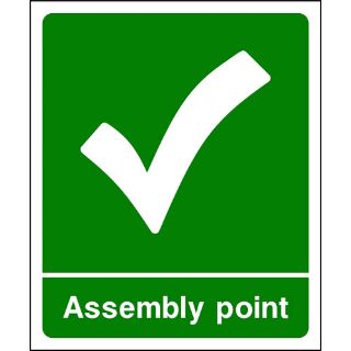 Picture of "Assembly Point, Tick Symbol" Sign 