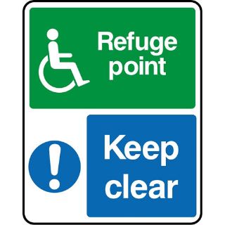 Picture of "Wheel Chair Accessible Symbol- Refuge Point, Keep Clear" Sign 
