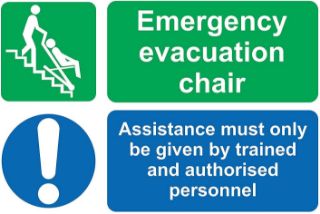 Picture of Emergency evacuation chair assistance must only be given by trained and authorised personnel 