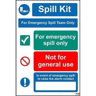Picture of Spill Kit For Emergency Spill Team Only Sign 