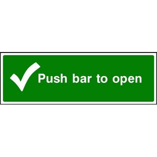 Picture of "Fire Exit-Push Bar To Open With Tick" Sign 