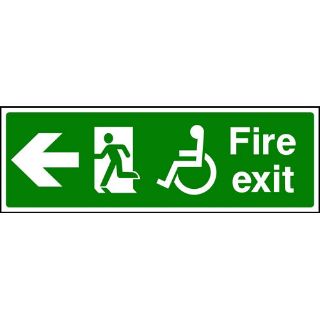 Picture of "Fire Exit-Wheelchair Accessible- Running Man Left Arrow" Sign