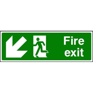 Picture of "Fire Exit Sign- Running Man Down/ Left Directional Arrow" Sign 