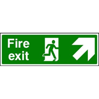 Picture of "Fire Exit Sign- Running Man Up/Right Directional Arrow" Sign 