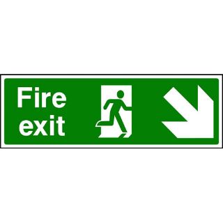 Picture of "Fire Exit Sign- Running Man Down/Right Directional Arrow" Sign 