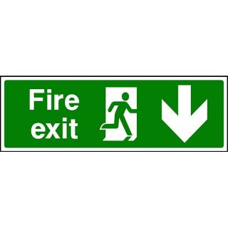 Picture of "Fire Exit Sign-Running Man Right/Arrow Down" Sign 