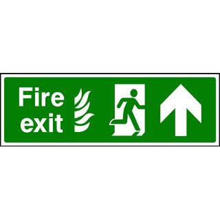 Picture of "Nhs-Fire Exit Sign- Running Man Right/Arrow Up" Sign 