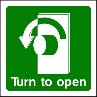 Picture of "Fire Exit- Turn To Open -Anti-Clockwise Arrow" Sign 