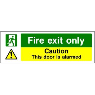 Picture of "Fire Exit Only- Caution- This Door Is Alarmed" Sign 