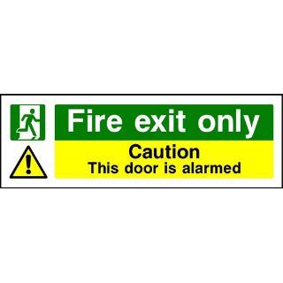Picture of "Fire Exit Only- Caution This Door Is Alarmed" Sign 