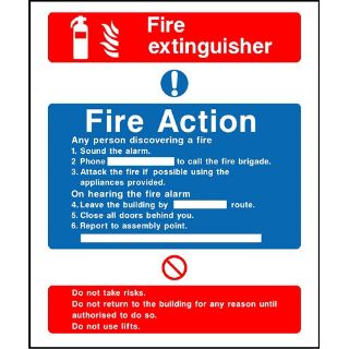 Picture of "Fire Extinguisher-Fire Action" Sign