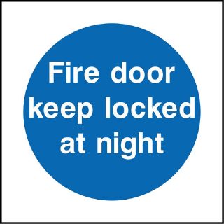 Picture of "Fire Door Keep Locked At Night" Sign