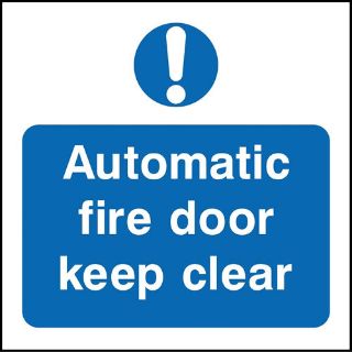 Picture of "Automatic Fire Door Keep Clear" Sign