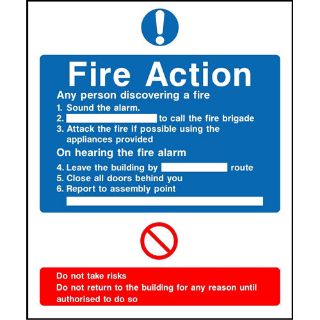 Picture of "Fire Action" Sign