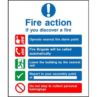Picture of "Fire Action If You Discover A Fire" Sign