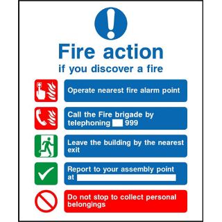 Picture of "Fire Action If You Discover A Fire" Sign