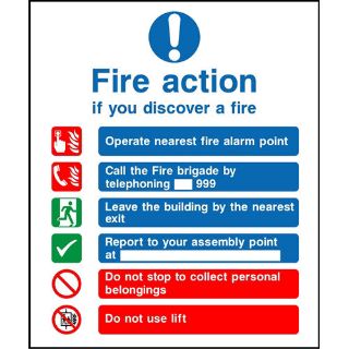 Picture of "Fire Action If You Discover A Fire" Sign