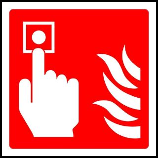 Picture of " Hand Picture Pressing Alarm Button Symbol" Sign 